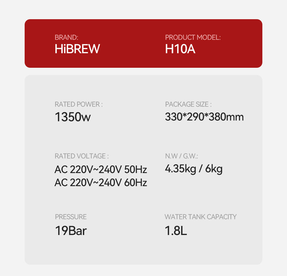 HiBREW H10A Semi-Automatic Espresso Machine